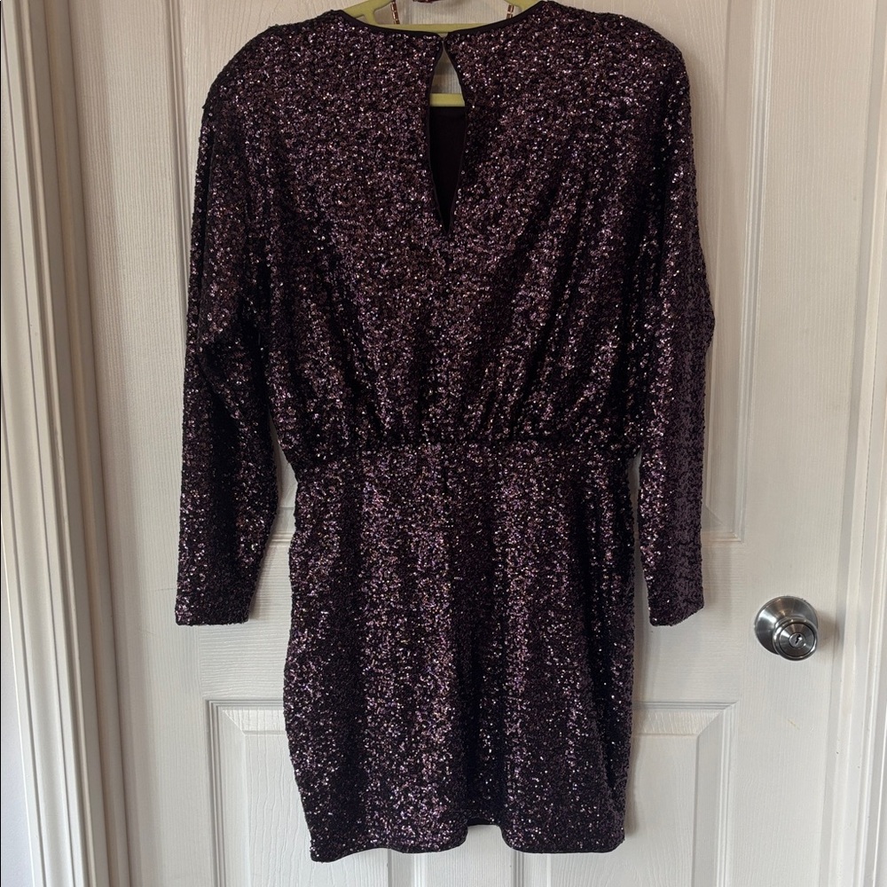 Express Deep Purple Sequin Dress - Picture 3 of 5